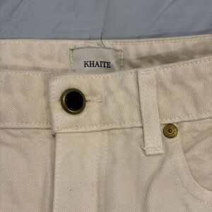 KHAITE Ivory Jeans with Gold Accents